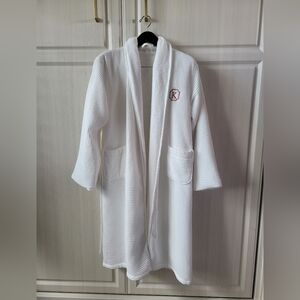 Pottery Barn White Waffle Monogrammed Spa Robe With Terry Inner - Sz S